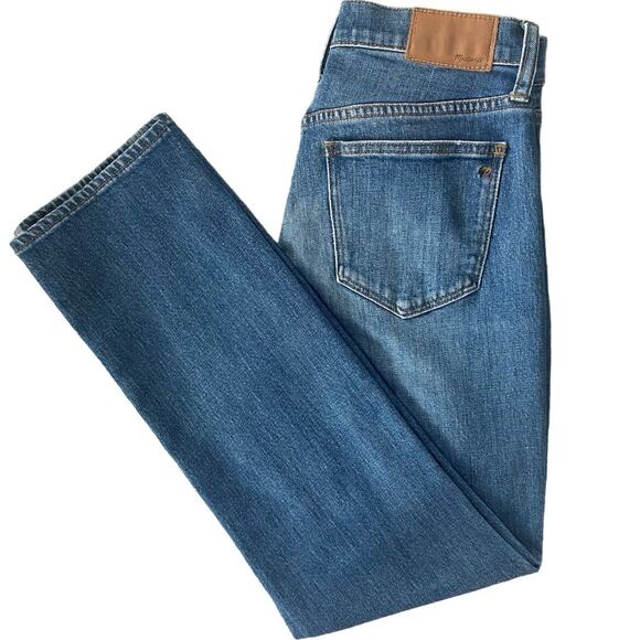 MADEWELL Straight Crop High Rise‎ Whiskered Distressed Jeans Roger Wash Size 25 - Picture 10 of 10